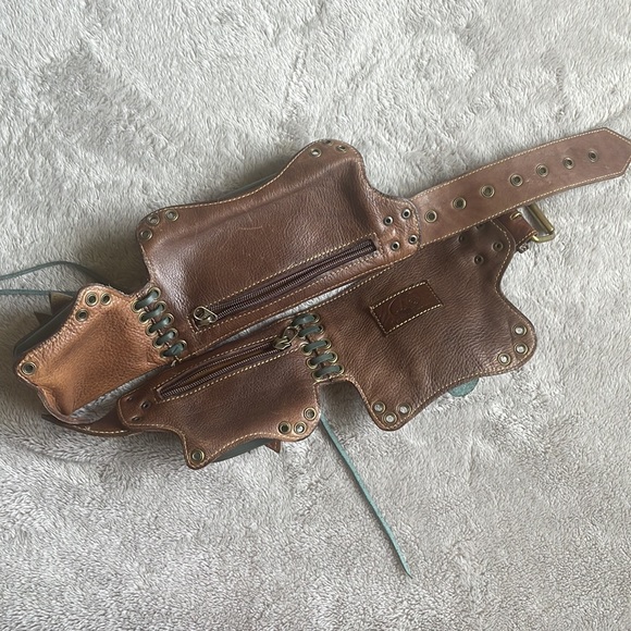 Naytures Empire Leather Green Rose Pocket Utility Belt Fit Large Phones sz Small - Picture 6 of 6